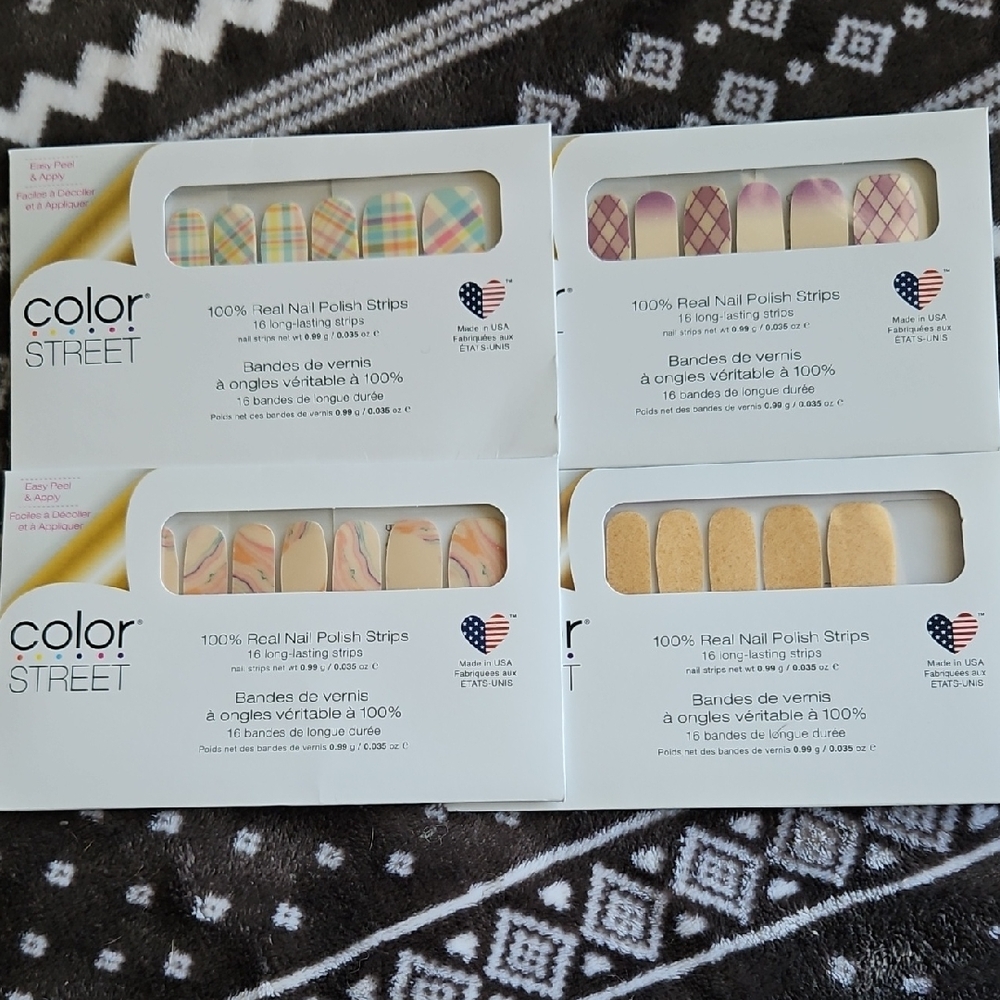 Color Street 4 SPRING sets nail polish strips Plaid Pastel Glitter summer Easter